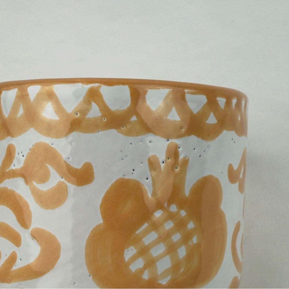 Pomelo Spain Hand Painted Pottery Mug Set 2 Terracotta Peach Bird - Picture 12 of 14